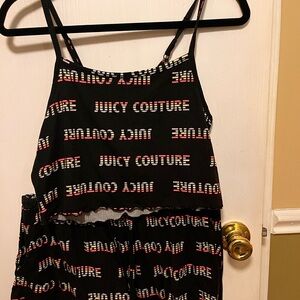 Juicy Couture Black and Pink Logo Tank and Shorts
